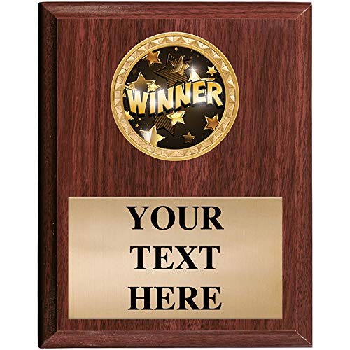 Crown Awards Winner Plaques - 5x7 Customized Vertical Wood First Place Trophy Plaque