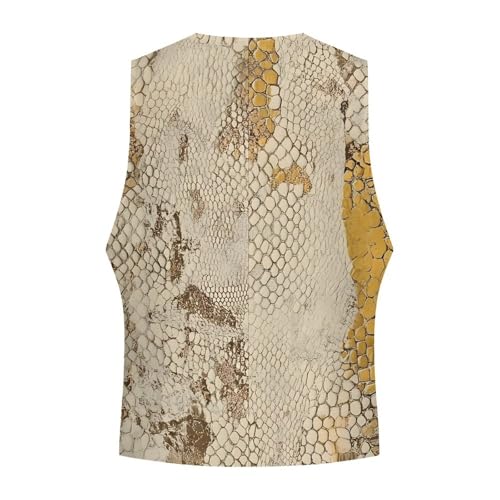 Golden Snake Skin Textures Formal Suit Vest for Men with Pockets for Business Casual Dress Tuxedo Slim Fit4