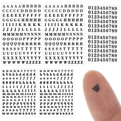 640Pcs Mini Letter Stickers Black 3D Mini Letter Number Stickers Metallic Alphabet Number Sticker Decals for Scrapbook Nail Keyboard DIY Crafts, Self-Adhesive, 6 Sheets
