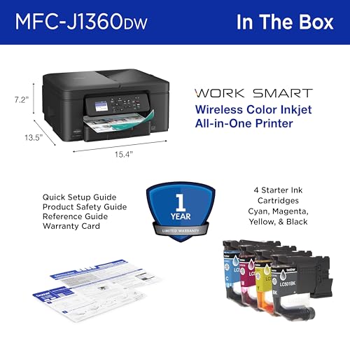Brother MFCJ1360DW Work Smart 1360 Wireless Color Inkjet All-in-One - image 6