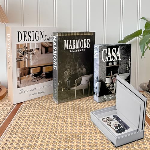 YUJUVI 3 Piezas Libros Decorativos Moda Libro Caja Decoracion Apilados Falsos de Interiores Moderno Nido Caja Libros Decorativos Falsos para Decoración (3 Piezas E)