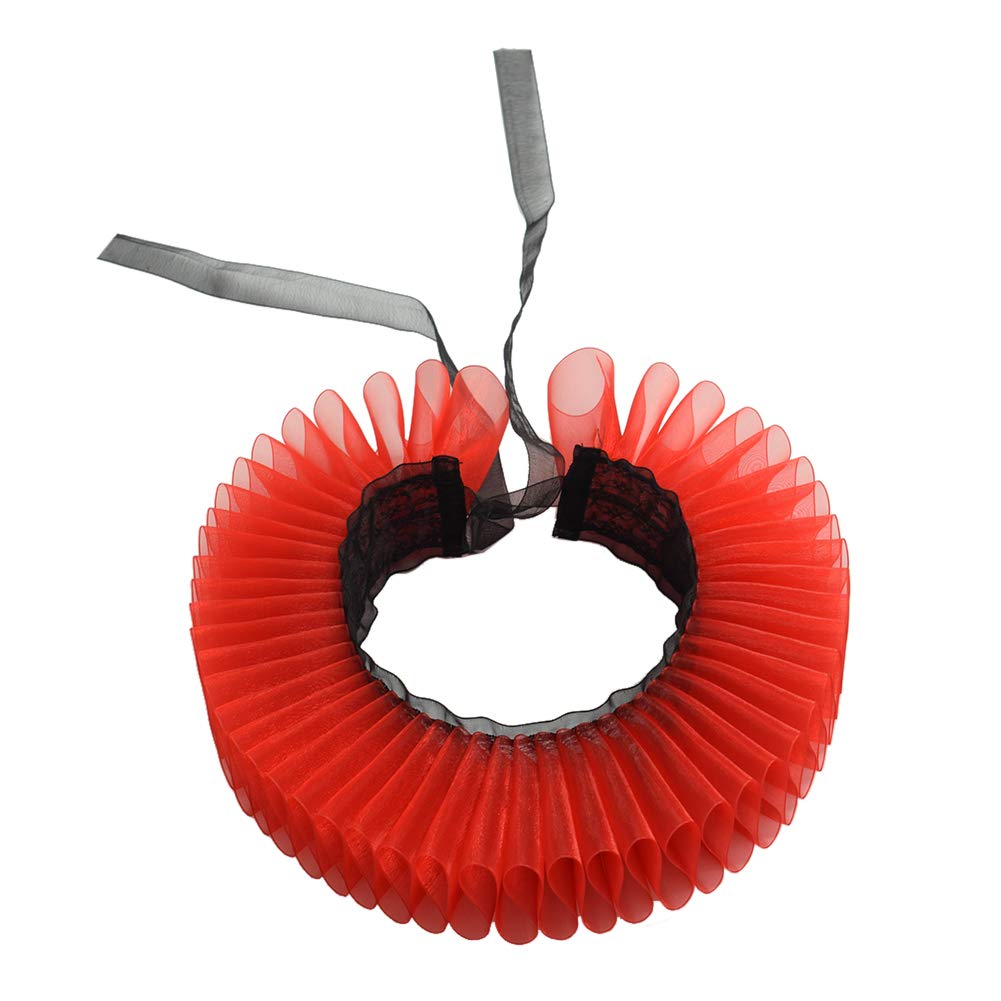 Graceart Women's Red Elizabethan Dickens Ruffle Neck Clown Collar (Viola) (Red)