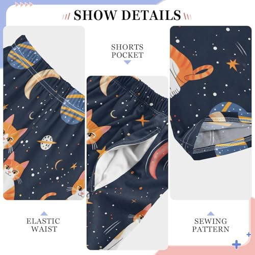 ALAZA Space Cats Pajamas Bottoms with Pockets Comfy Pjs Sleepwear Elastic Waistband Pajamas Pants Lounge Pants for 6-14 Years4