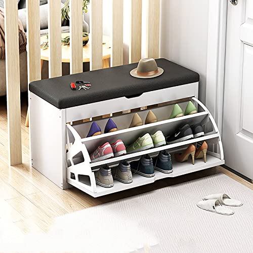 Banco para zapatos de 60x30x50 cm con asiento de poliuretano y organizador ajustable para entrada 2