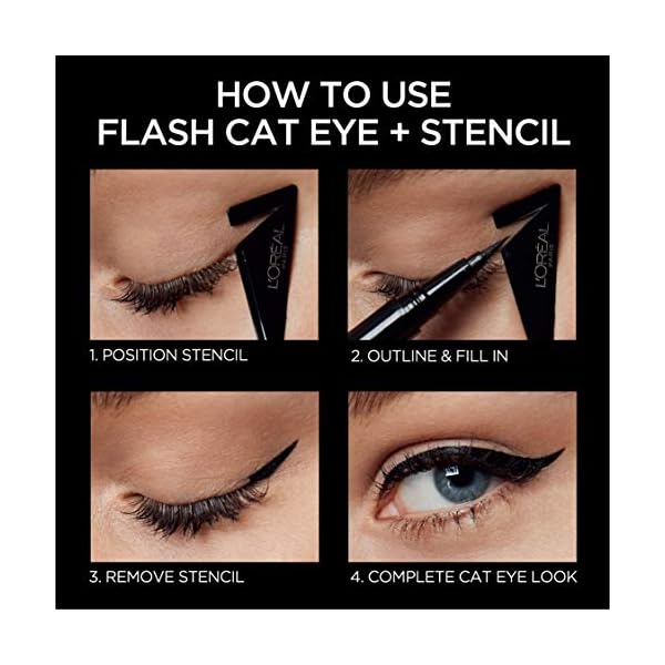 L'Oreal Paris Makeup Infallible Flash Cat Eye Waterproof Liquid Eyeliner, Black, 0.44 oz.