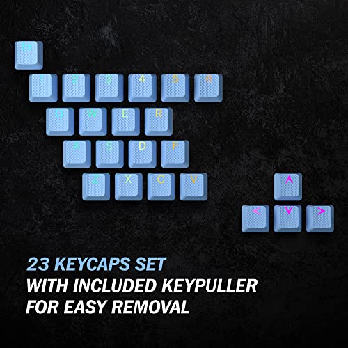 Hk Gaming Rubber Keycaps Set | Anti-Slip Texture | Doubleshot Backlit Keycap Set | 23 Keys Oem Profile Key Set | For Mechanical Keyboard | Compatible With Cherry Mx, Gateron, Kailh | Blue Malibu #TOP5