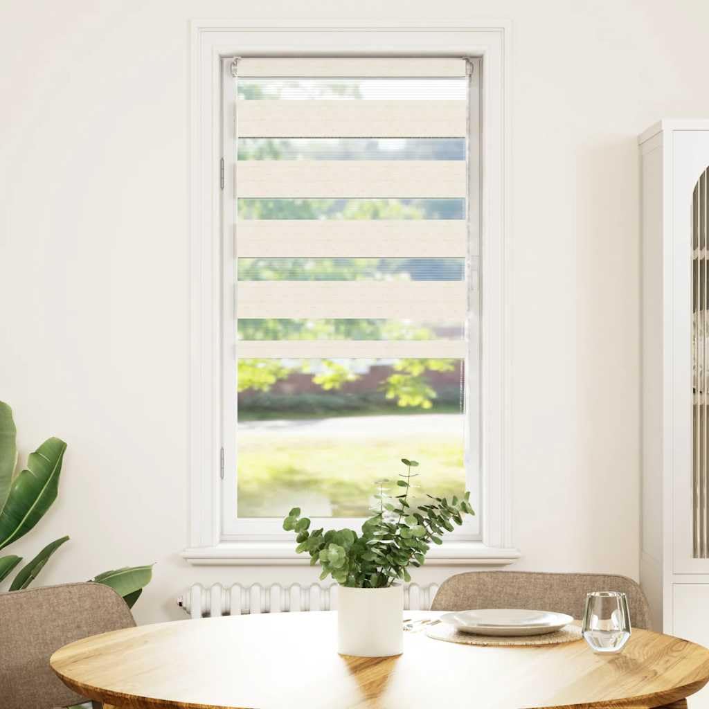 Tenda avvolgibile doppia beige marmorizzata 65 x 150 cm, larghezza tessuto 60,9 cm, tenda veneziana in poliestere zebrato, Klemmfix oscurante per finestra, protezione solare senza fori