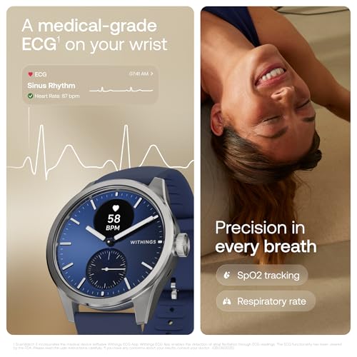 Image of WITHINGS ScanWatch 2 - Hybrid Smart Watch, Heart Rate Monitoring, Fitness Tracker, Cycle Tracker, Sleep Monitoring, GPS Tracker, 30-Day Battery Life, Android & Apple Compatible, HSA /FSA