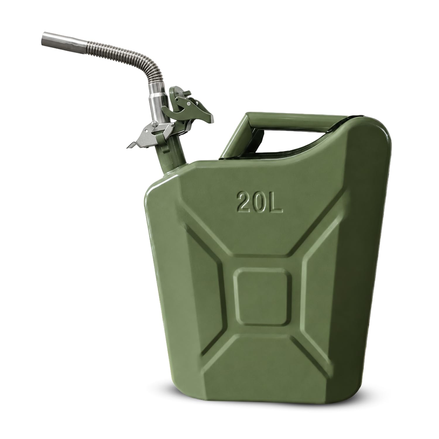 Benzinkanister 20l aus Stahl, inkl. Safety Pin - robuster Kraftstoffkanister 20l, Reservekanister für Treibstoff, Benzin, Diesel - 47x37x17cm & 3kg (Benzinkanister 20l mit Ausgießer)