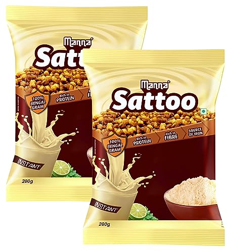 Image of Manna Sattu Atta 400g 100% Channa Sattu Roasted Gram Atta Flour (200g X 2 Packs)