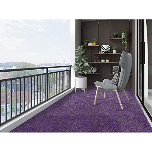 Progoal 6 Pcs Artificial Garden Grass Lavender Turf Fake Lavender Flooring Tiles Diy Interlocking Self-Draining Square Mat For Indoor Outdoor（12''X12'',1.7'' Height,Purple） #TOP2