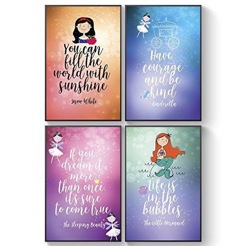 Inspirational Posters - Fairy Tale Advice - Girl Bedroom Decor - Princess Girl Wall Art - Motivational and Inspiring Quotes for Girls Wall Decals