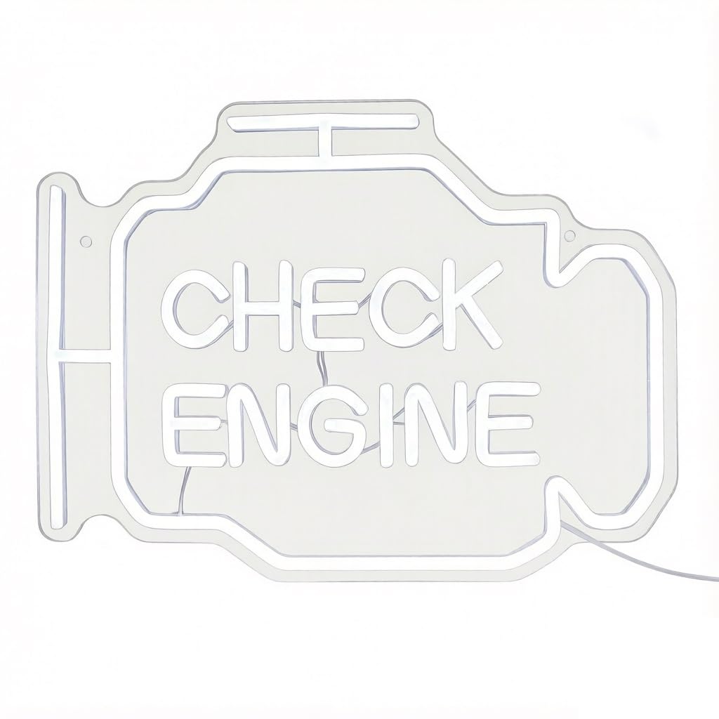 Dimmable Check Engine Neon Sign Acrylic Car Garage Man Cave Wall Decor