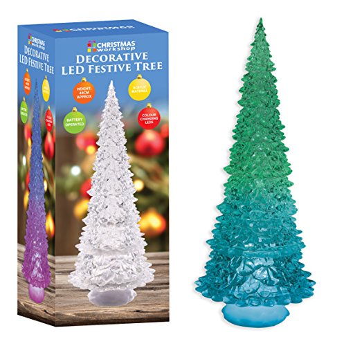 The Christmas Workshop Battery Operated Colour Changing LED Acrylic Tree, Acryl, Transparent