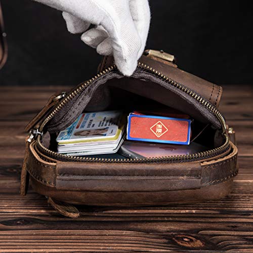 Le'aokuu Men Genuine Quality Leather Casual Small 8" Tablet Messenger Shoulder Satchel Bag 2070 (W 207 Dark Brown) #TOP7