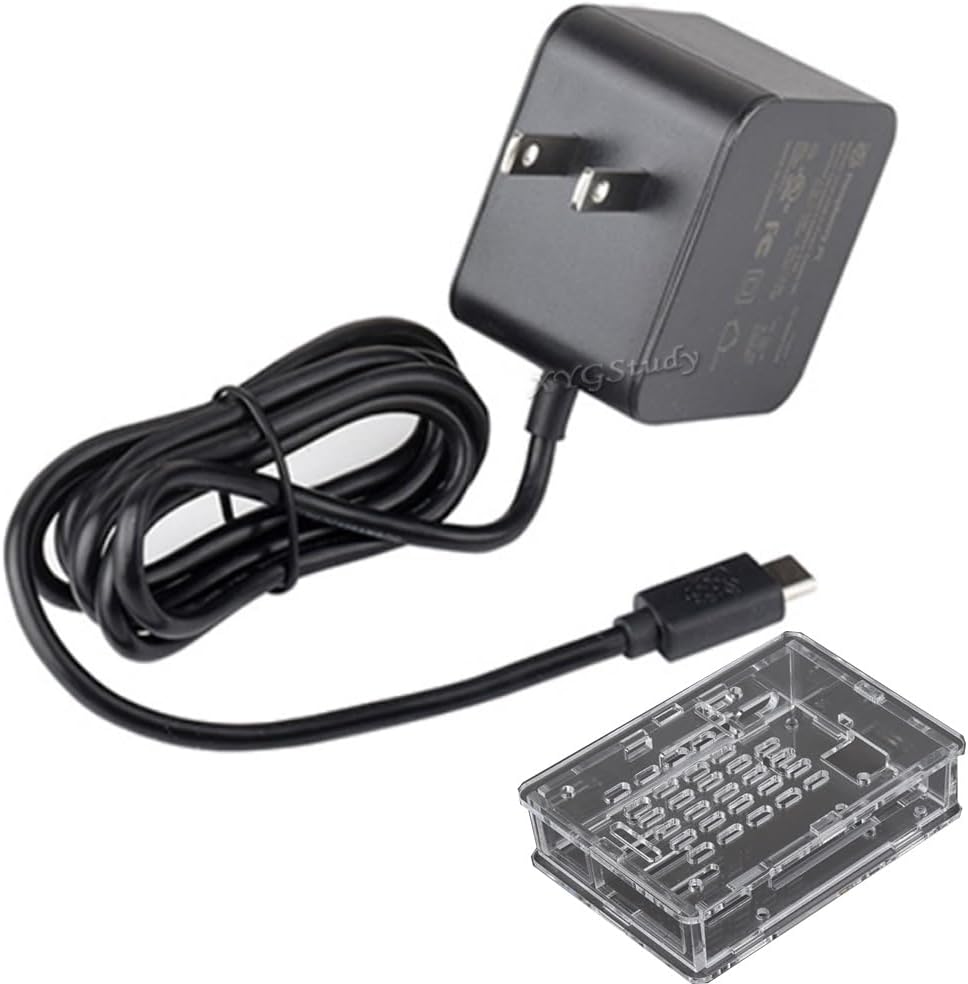Official 27W USB-C Power Supply for Raspberry Pi 5, 5.1V/5A, 9V/3A, 12V/2.25A, 15V/1.8A, Black US