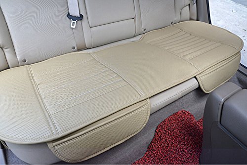 EDEALYN Auto Interior Accessories Styling PU Leather Charcoal Car Seat Cover Pad Seat cushion Mat Protective Cover for Car/ Office Chair ,Universal Seatpad (Beige- Back row)