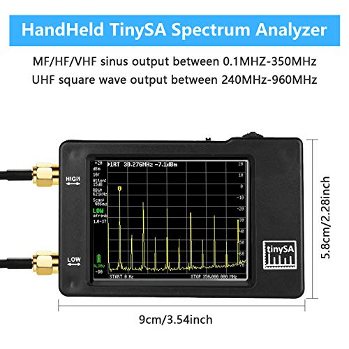 Image of TinySA Spectrum Analyzer Handheld,2.8inch Touchscreen 100KHz-960MHz Portable Frequency Analyzer MF /HF /VHF UHF Input | ESD Protected Function & PC Control | As a Signal Generator