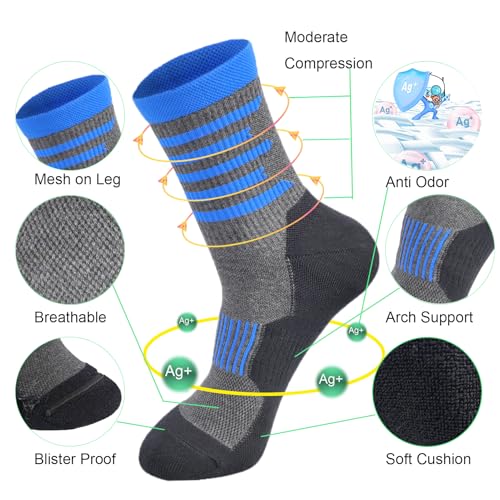 Men's Cushioned Anti Odor Blister Proof Quarter Crew Low Cut Compression Running Trekking Socks2