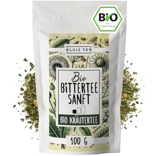 Bio Bittertee Sanft - 100 Gramm Bittertee Bio lose I Bitterstoff Tee mit Löwenzahn Mariendistel Wermut und weiteren Bitterkräutern I Kräuter Tee Bitterstoffe by KLUIZ TEA