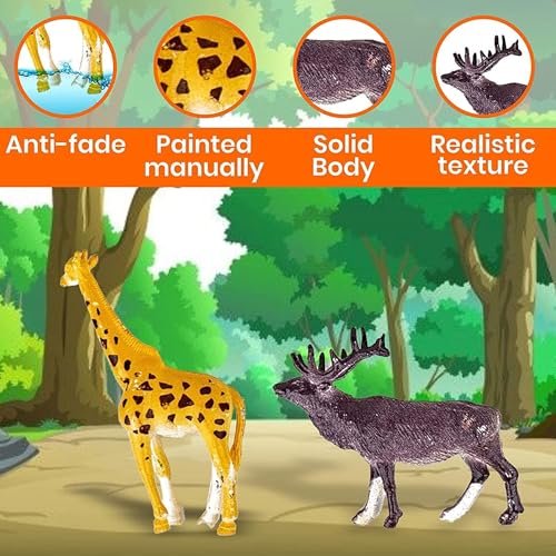 Image of PVC Forest Animal Figure Toy Set 20Pc MID Size Combo Unique Farm & Jungle Animal Figure Play Set Birthday Gifts Learning Educational Animal Toyset for Kids 3+ Made in India Unbreakable
