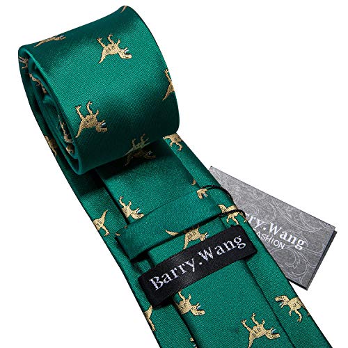 Image of Barry.Wang Fun Animal Ties for Men Designer Handkerchief Cufflink WOVEN Casual Necktie Set Festival
