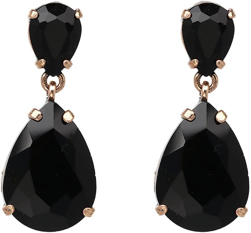 Boho Fashion Women Black Rhinestone Geometry Circle Tassels Earrings Statement Drop Dangle Earrings Gothic Halloween Party Prom Sexy Punk Earrings for Women (Black)