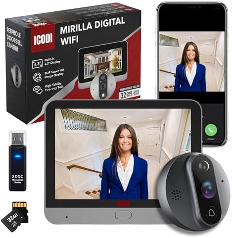 ICODI Mirilla Digital Puerta WiFi Grabadora, Pack Premium 3MP Sup...