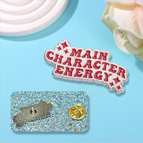 Image of Main Character Energy Theme Pin Cute Pins for Bags Funny Enamel Pins Stylish Pins for Clothing, Bags and Lanyards