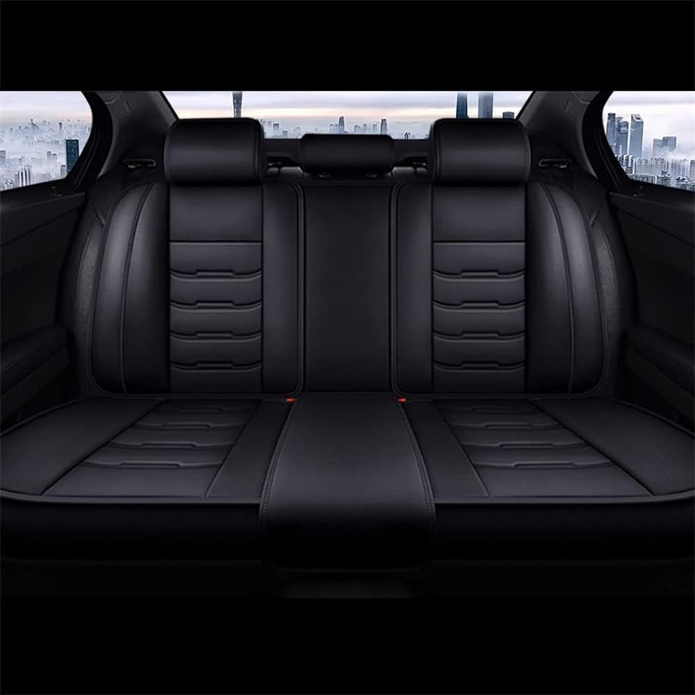 XIBANY Coche Fundas Asientos para Audi A3 2000 2001 2002 2003 2004 2005-2023, Juegos de Cubreasientos de Cuero, Protector de Asiento Delanteros y Traseros Impermeable Custom,A Black