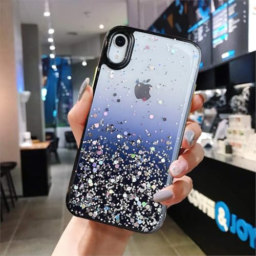 Image of VONZEE Case Compatible with iPhone XR (6.1 inch), Non Moving Glitter Cover for Girls & Women Soft TPU Shockproof Anti Scratch Drop Protection Cover (Black)