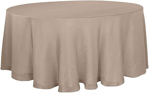 Efavormart - Mantel redondo de lino sintético de 120 pulgadas color gris pardo  Mantel texturizado sin arrugas