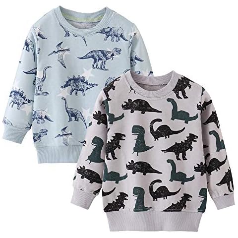 Azalquat Toddler Boys Crewneck Sweatshirt , Cotton Long-Sleeve Pullover Cartoon Print - grey - 2-3 Years Cover