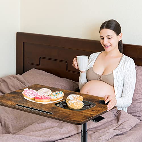 Ethu Overbed Table With Wheels, Upgrade Adjustable Hospital Bed Table, Rolling Tray Table, Overbed Bedside Rolling Laptop Table For Home & Medical #TOP1