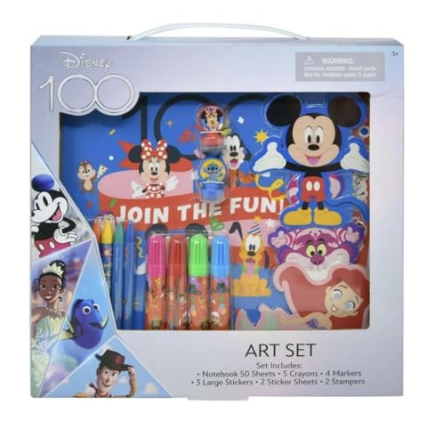 Disney 100 Kunst-Set – 50-teiliges Kinder-Kunst-Set mit Markern und Aufklebern