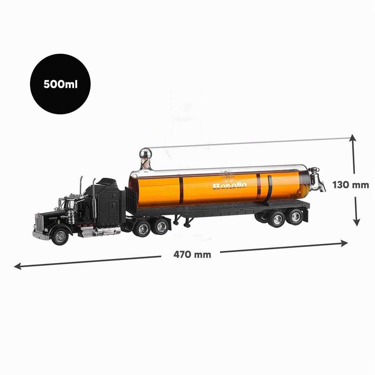polar-effekt Bonollo - Set regalo con decanter a forma di camion da 0,5 l e bicchiere da grappa, adatto come regalo per Natale, festa di addio, compleanno