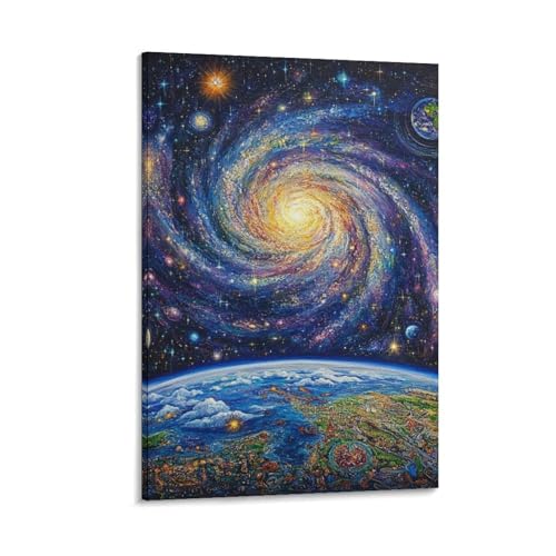 Toile galaxie cosmique décoration murale pour habiller un petit espace de salon