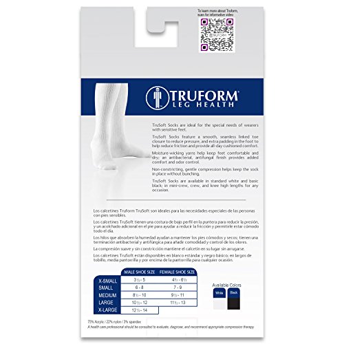 Image of Truform Medical Compression Socks for Men and Women, 8-15 mmHg Crew Length to Mid-Calf, Black, Large (Pack of 2)