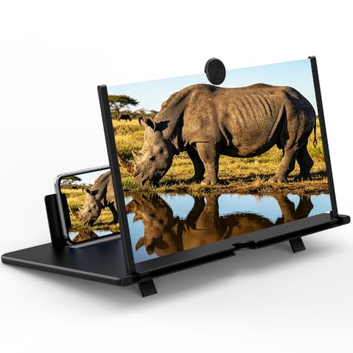 Image of 16 inch Screen Magnifier for Mobile Phone,3D HD Cell Phone Magnifying Projector Screen Enlarger for Movies, Videos, and Gaming,Foldable Phone Stand with Screen Amplifier,Supports All Smartphones (Black)