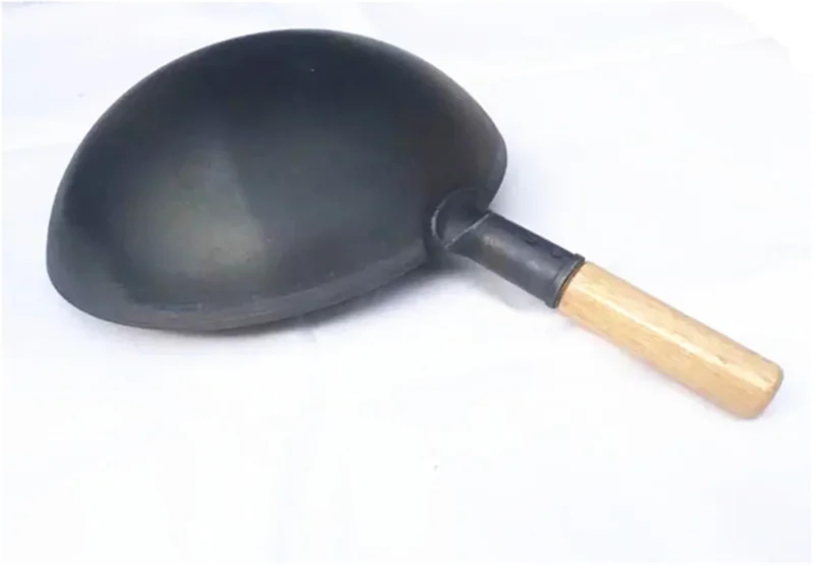 Żeliwny Wok z drewnianym uchwytem, patelnia kuchenna, garnek do gotowania, uniwersalna patelnia do gotowania restauracji (32 cm)