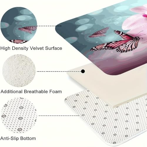 Alfombra de cocina cómoda y suave con estampado colorido de orquídeas 6