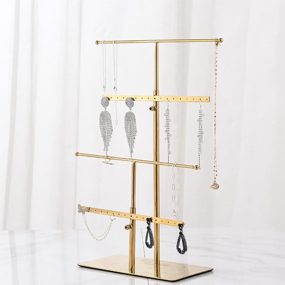 Jewelry Organizer Stand Tree, Tiered Jewelry Display Stand, Metal Tabletop Free Standing Necklace Earring Bracelet Ring Holder Organizer (Silver)