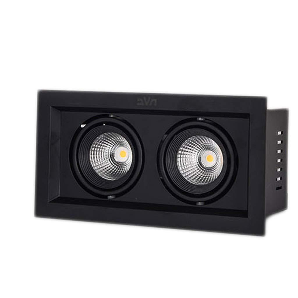 Downlight LED double noir avec grille orientable pour éclairage blanc chaud de plafond - 4