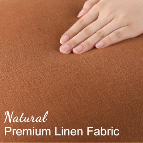 Image of decorUhome Fall Light Rust Linen Throw Pillow Covers 22x22 Set of 2