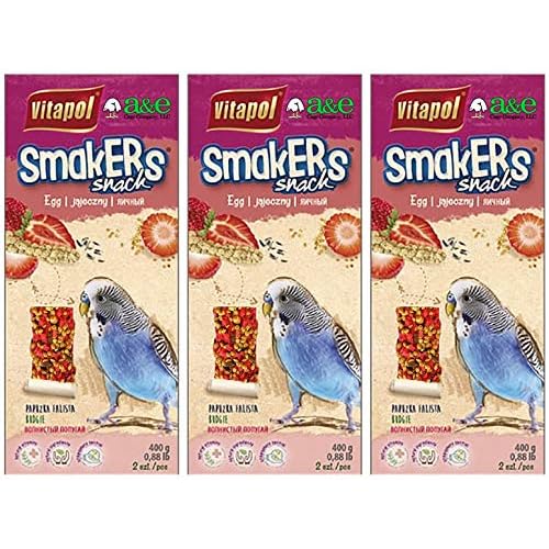 A&E Cage Co. 6 Pack of Smackers Parakeet Treat Sticks, 7.25 Inches Each, Strawberry Flavor