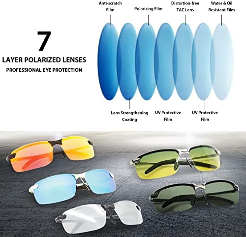 YUKANG Polarised Sunglasses for Men with Metal Frame TAC Lenses Cycling Fishing Driving 99% UV400 Protection for Outdoor
