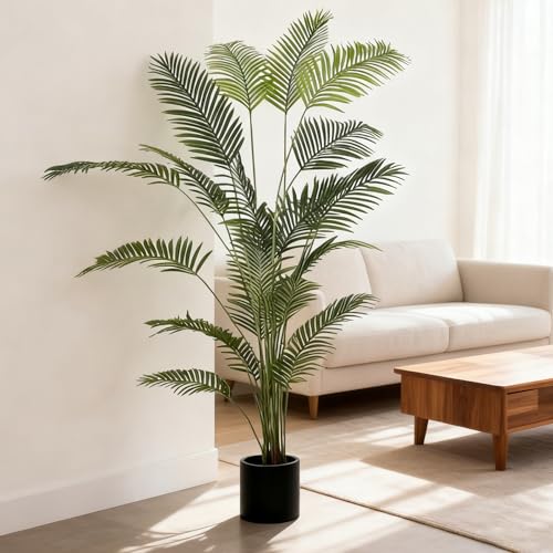 人工観葉植物、フェイクグリーン、フェイク植物、大型、70-240cm、おしゃれ 装飾、造花 インテリ ア、鉢植え 葉、パキ ラ 多幸の 木、ヤシの木、モンステラ、オフィス、室内 装飾、鉢植え 植木、シンプ ル、ギフ ト、新築祝い (アレカヤシ, 180 c