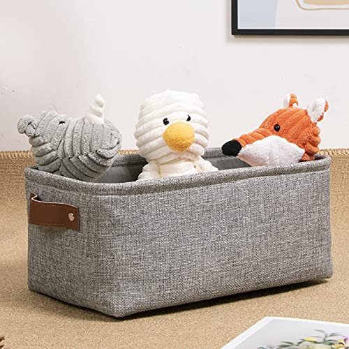 Image of DULLEMELO Small Collapsible Fabric Basket for Organizing, Shelves, Closets, Laundry, Nursery, Decorative Gift Basket (Gray)