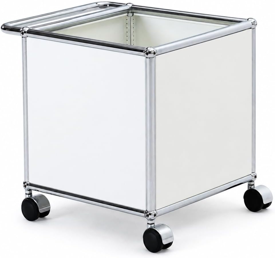 Rolling Storage Cart with Wheels, Metal Open-Top Storage Organizer, Mobile Utility Cart for Living Room, Bedroom, Home Office and Playroom, White
