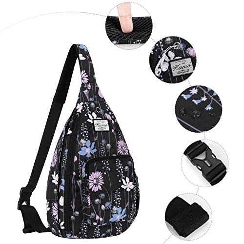 KAMO Sling Backpack - Travel Rope Bag Crossbody Pack for Women Men Teens - Waterproof Outdoor Shoulder Backpack for Trekking Bicycle Sport Hiking Camping